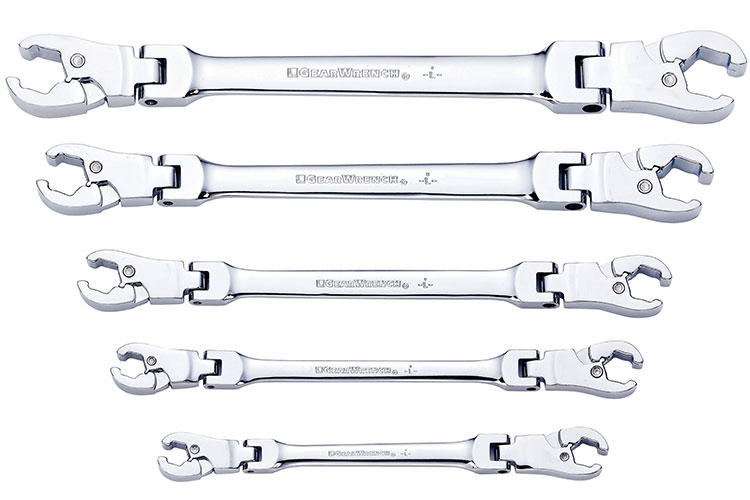 GearWrench 89100 Ratcheting Flex Flare Nut Wrench 5 Piece Set