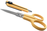 OLFA SCS-2 Stainless Steel Serrated Edge 7'' Scissors And L-2 18mm Rubber Inset Heavy-Duty Utility Knife